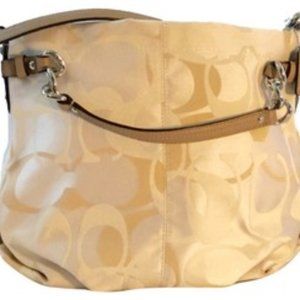 Coach Hobo Handbag Purse No. A1193-f16620 White/Khaki Jacquard Fabric